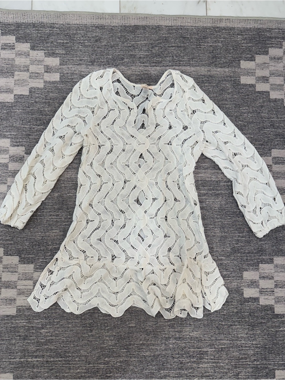 Eberjey Cream Lace Long-Sleeve Girls' Dress